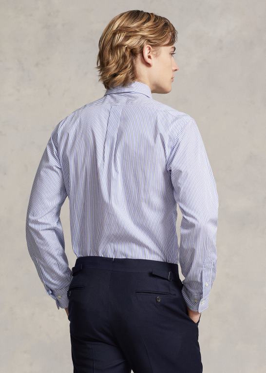 dodger blå/hvid Mænd Ralph Lauren stribet poplin skjorte i specialdesign Z426B1151