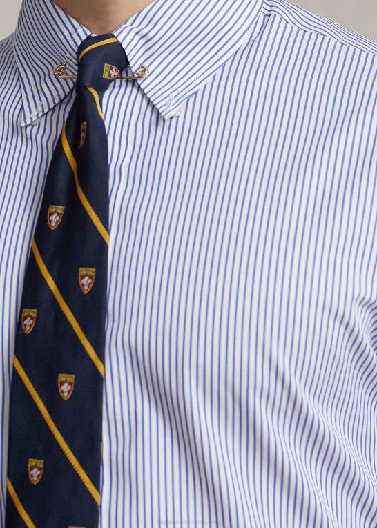 dodger blå/hvid Mænd Ralph Lauren stribet poplin skjorte i specialdesign Z426B1151