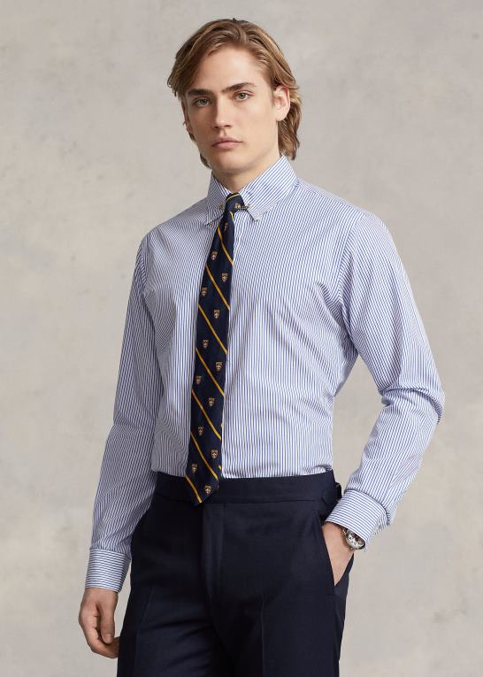 dodger blå/hvid Mænd Ralph Lauren stribet poplin skjorte i specialdesign Z426B1151