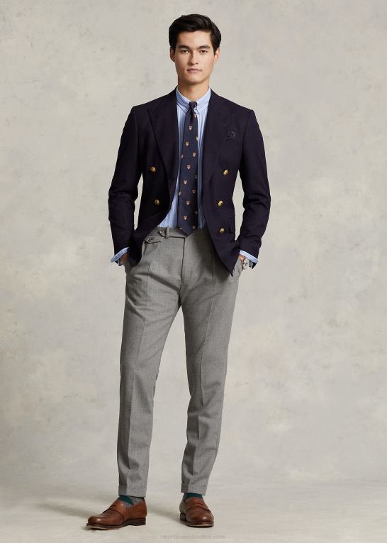 falder blå/hvid Mænd Ralph Lauren skræddersyet skjorte med stribet krave i pasform Z426B1196