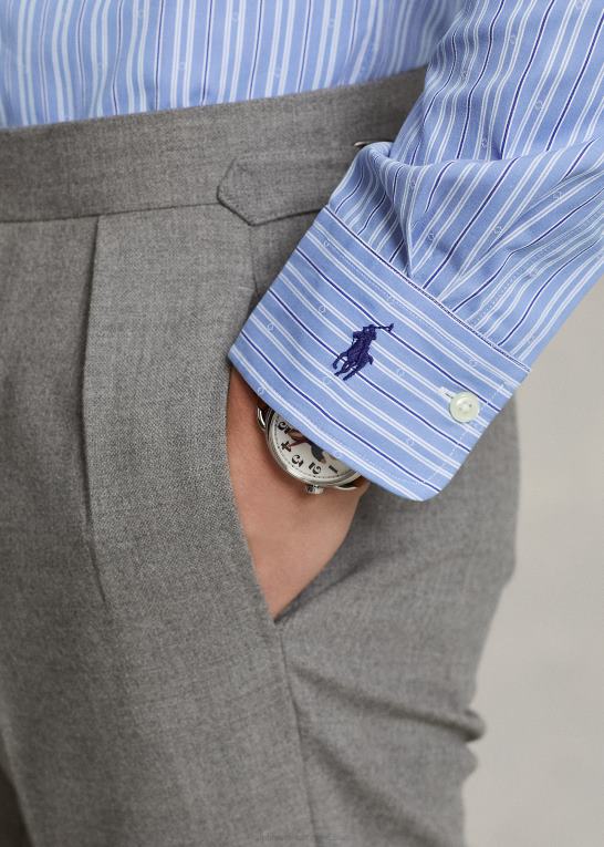 falder blå/hvid Mænd Ralph Lauren skræddersyet skjorte med stribet krave i pasform Z426B1196