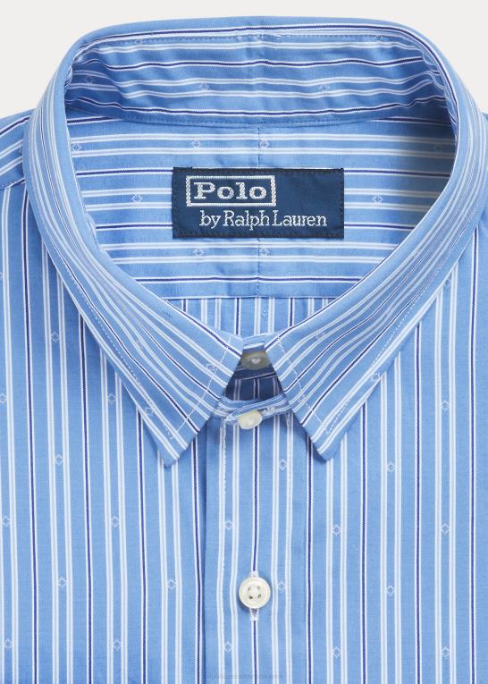 falder blå/hvid Mænd Ralph Lauren skræddersyet skjorte med stribet krave i pasform Z426B1196