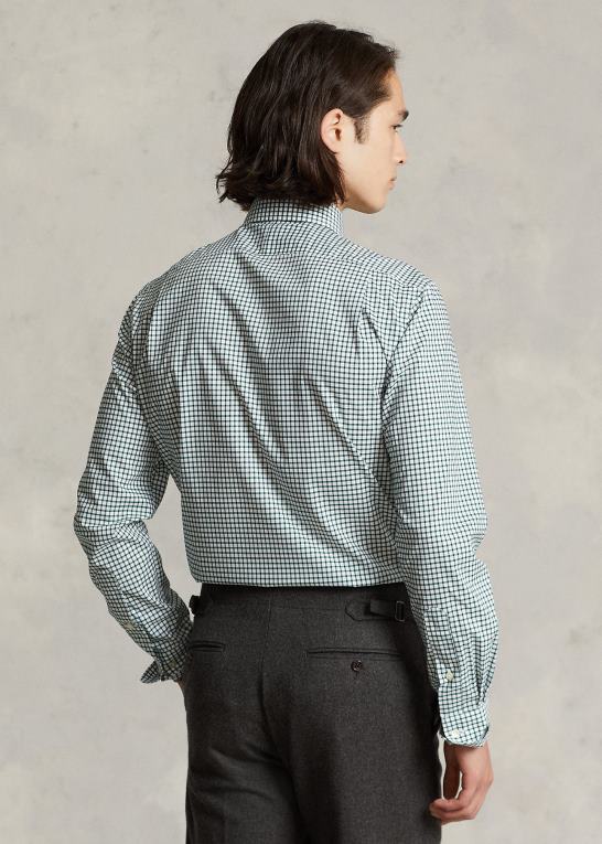 fyrretræ/hvid Mænd Ralph Lauren ternet poplinskjorte i slim pasform Z426B741