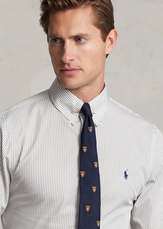 grå tåge Mænd Ralph Lauren slim fit stribet poplinskjorte Z426B381