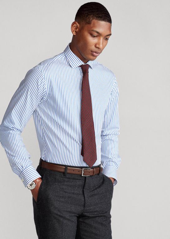 ægte blå/hvid Mænd Ralph Lauren stribet poplin skjorte i specialdesign Z426B876