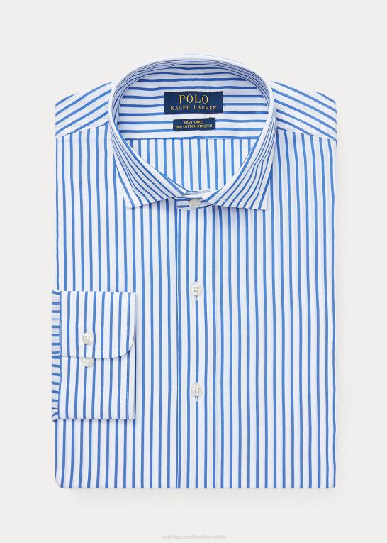 ægte blå/hvid Mænd Ralph Lauren stribet poplin skjorte i specialdesign Z426B876