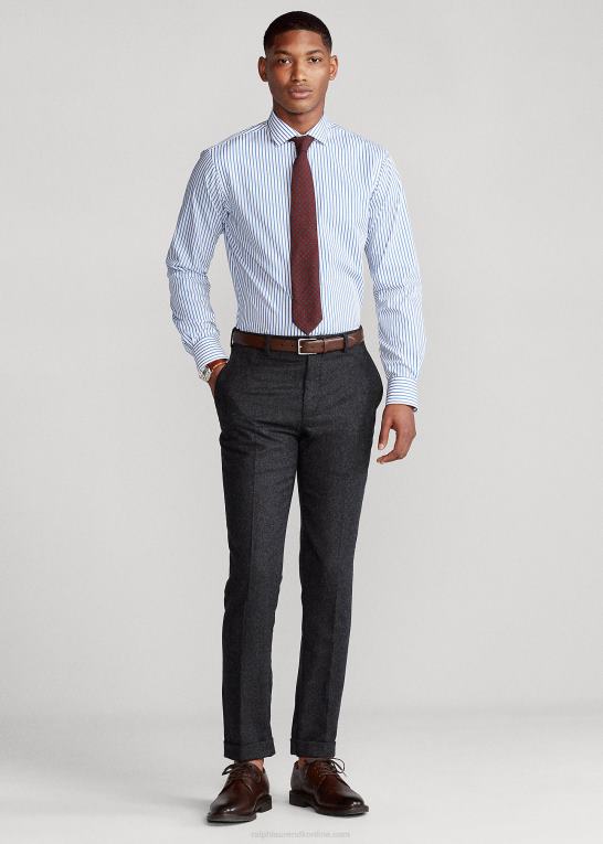 ægte blå/hvid Mænd Ralph Lauren stribet poplin skjorte i specialdesign Z426B876