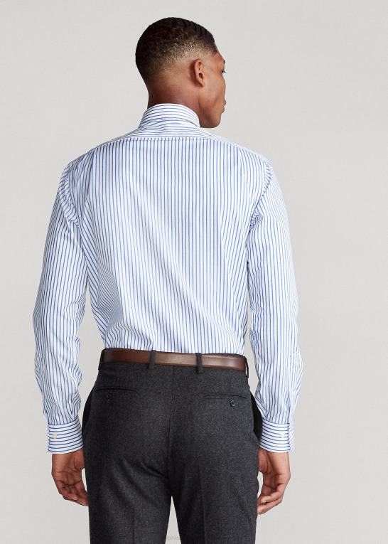 ægte blå/hvid Mænd Ralph Lauren stribet poplin skjorte i specialdesign Z426B876