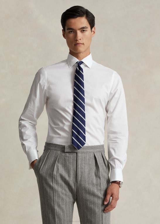 hvid Mænd Ralph Lauren Regent slim fit poplin fransk manchetskjorte Z426B680