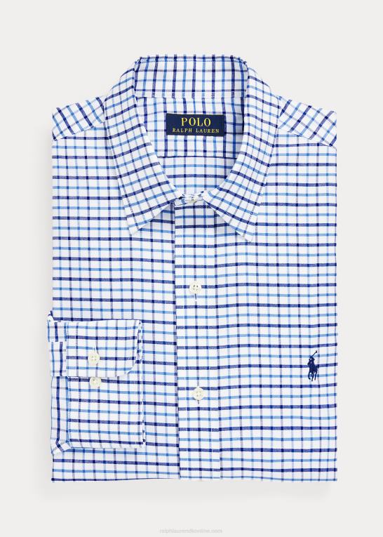 hvid/blå multi Mænd Ralph Lauren custom fit plaid oxford skjorte Z426B1189