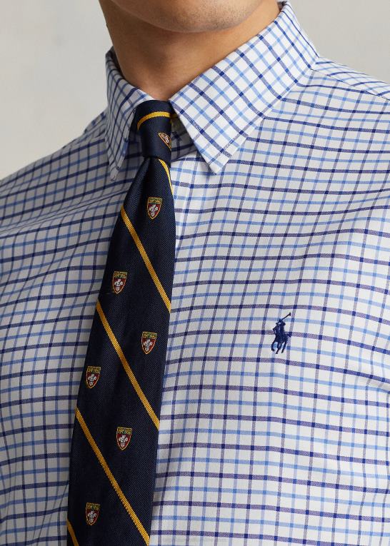 hvid/blå multi Mænd Ralph Lauren custom fit plaid oxford skjorte Z426B1189