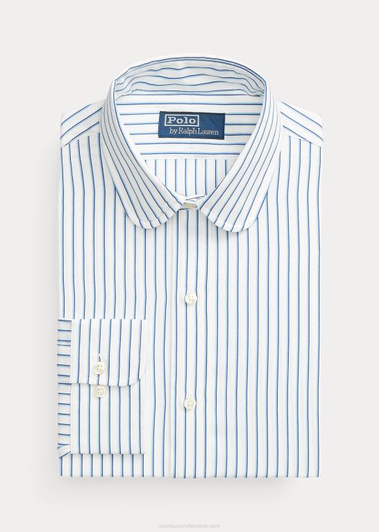 hvid/himmelblå Mænd Ralph Lauren stribet poplin skjorte i specialdesign Z426B828