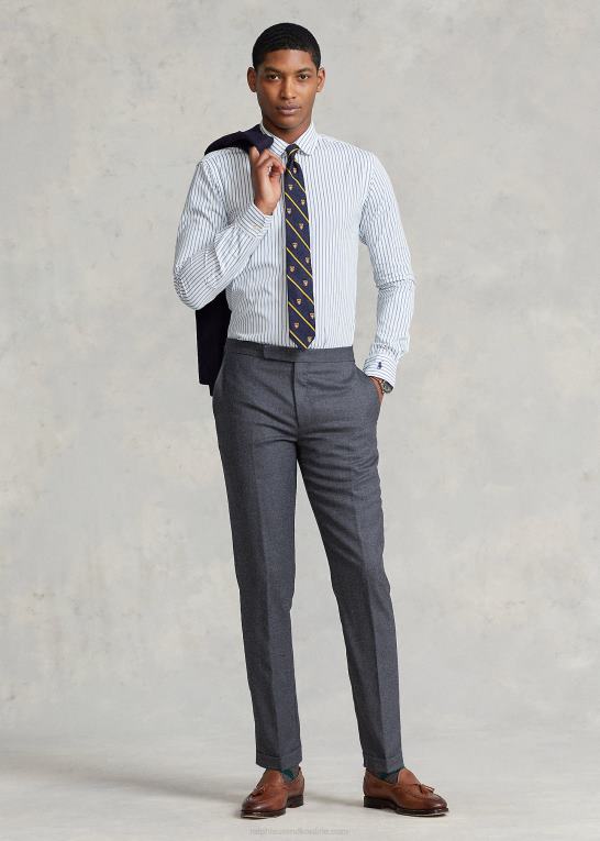 hvid/himmelblå Mænd Ralph Lauren stribet poplin skjorte i specialdesign Z426B828