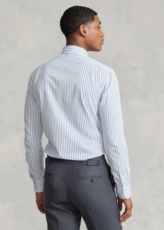 hvid/himmelblå Mænd Ralph Lauren stribet poplin skjorte i specialdesign Z426B828
