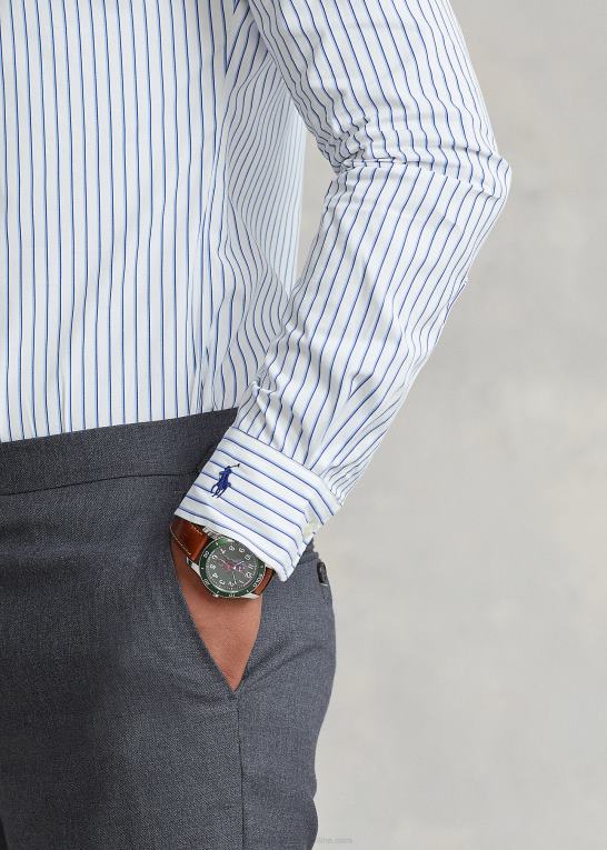 hvid/himmelblå Mænd Ralph Lauren stribet poplin skjorte i specialdesign Z426B828