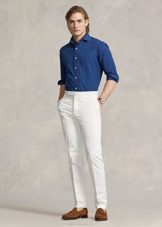 indigo Mænd Ralph Lauren slim fit twill skjorte Z426B795