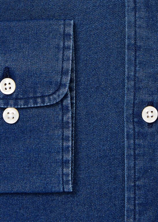 indigo Mænd Ralph Lauren slim fit twill skjorte Z426B795