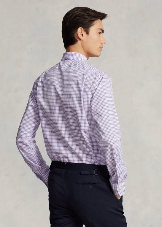 kaktus lilla/hvid Mænd Ralph Lauren ternet poplinskjorte i slim pasform Z426B743