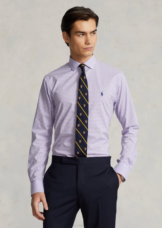kaktus lilla/hvid Mænd Ralph Lauren ternet poplinskjorte i slim pasform Z426B743