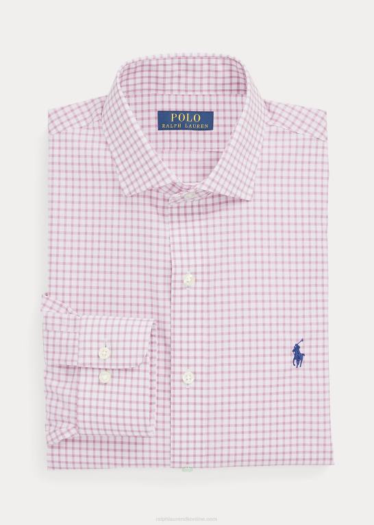 karmel pink/hvid Mænd Ralph Lauren ternet poplinskjorte i slim pasform Z426B745
