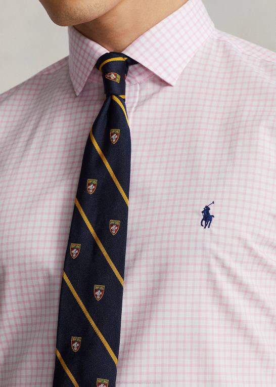 karmel pink/hvid Mænd Ralph Lauren ternet poplinskjorte i slim pasform Z426B745