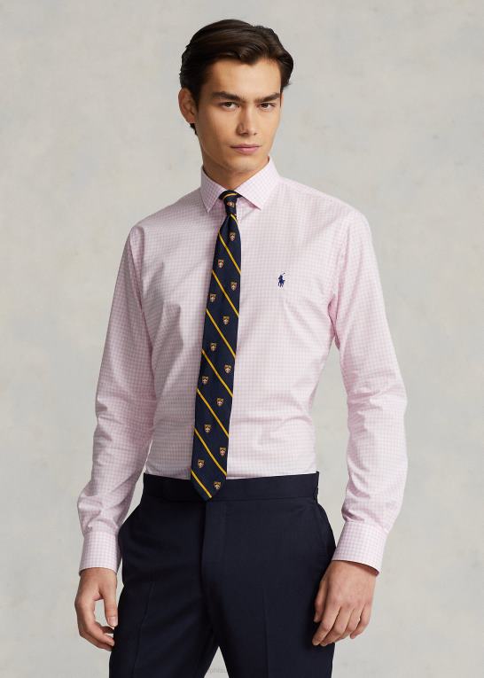 karmel pink/hvid Mænd Ralph Lauren ternet poplinskjorte i slim pasform Z426B745