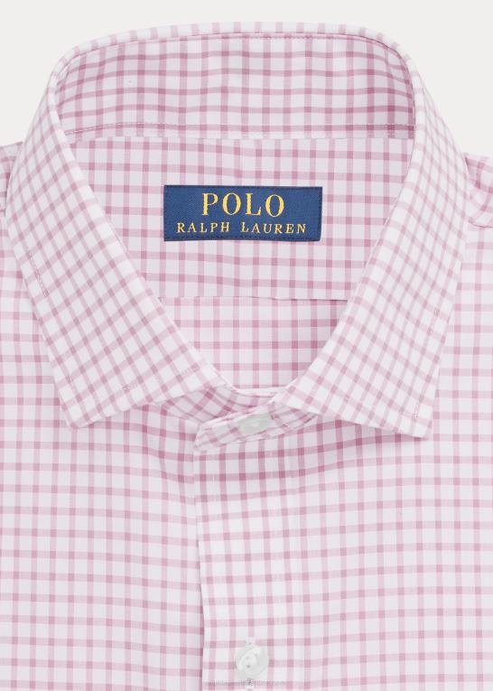 karmel pink/hvid Mænd Ralph Lauren ternet poplinskjorte i slim pasform Z426B745