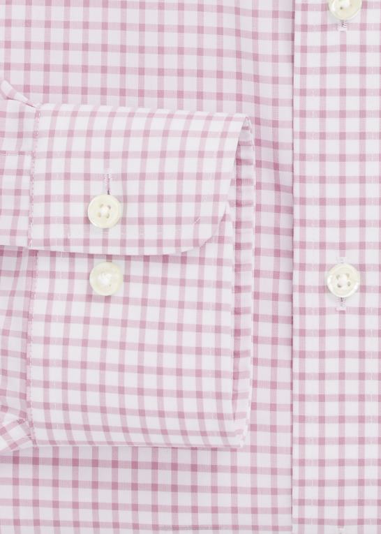 karmel pink/hvid Mænd Ralph Lauren ternet poplinskjorte i slim pasform Z426B745