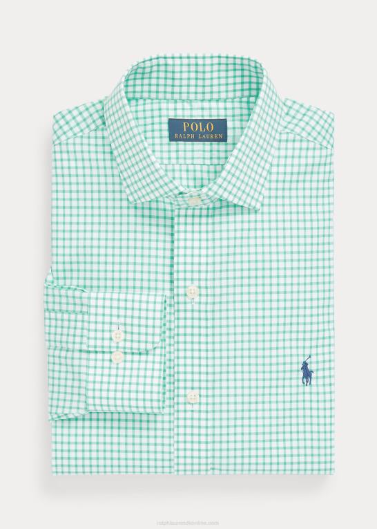 key west grøn/hvid Mænd Ralph Lauren ternet poplinskjorte i slim pasform Z426B742