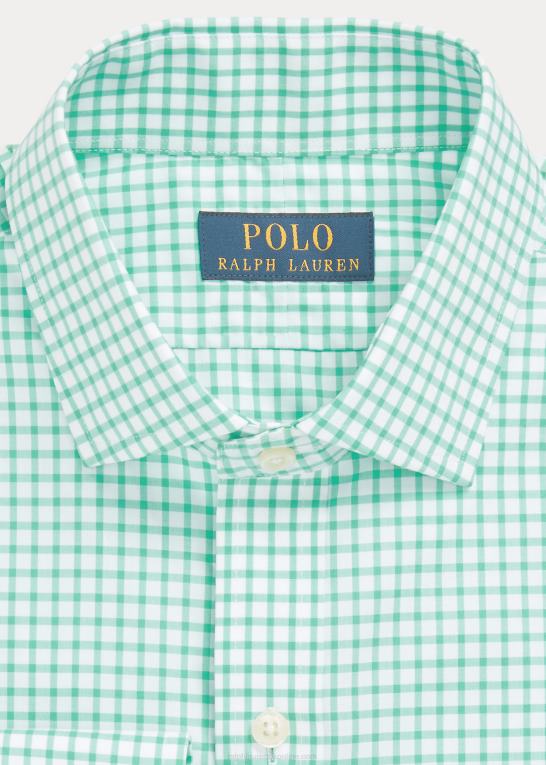 key west grøn/hvid Mænd Ralph Lauren ternet poplinskjorte i slim pasform Z426B742
