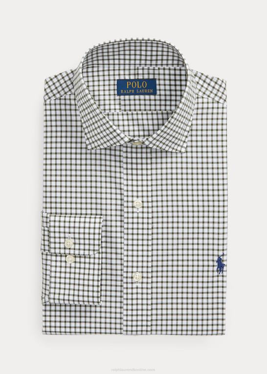 klassisk trist/hvid Mænd Ralph Lauren skræddersyet ternet poplinskjorte Z426B786