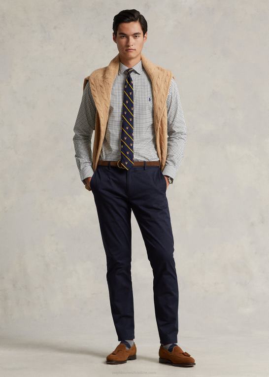 klassisk trist/hvid Mænd Ralph Lauren skræddersyet ternet poplinskjorte Z426B786
