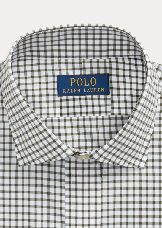 klassisk trist/hvid Mænd Ralph Lauren skræddersyet ternet poplinskjorte Z426B786