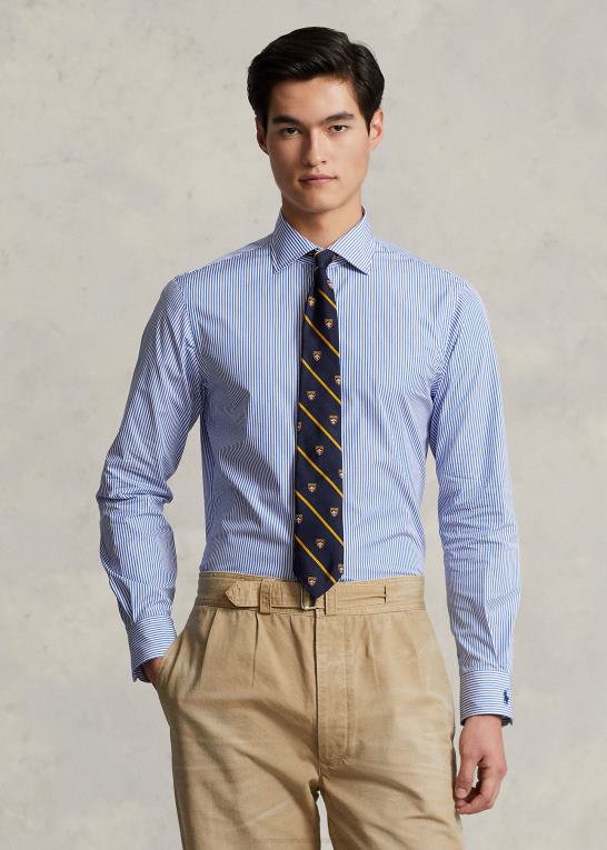 kobolt blå/hvid Mænd Ralph Lauren Regent slim fit stribet poplinskjorte Z426B1263