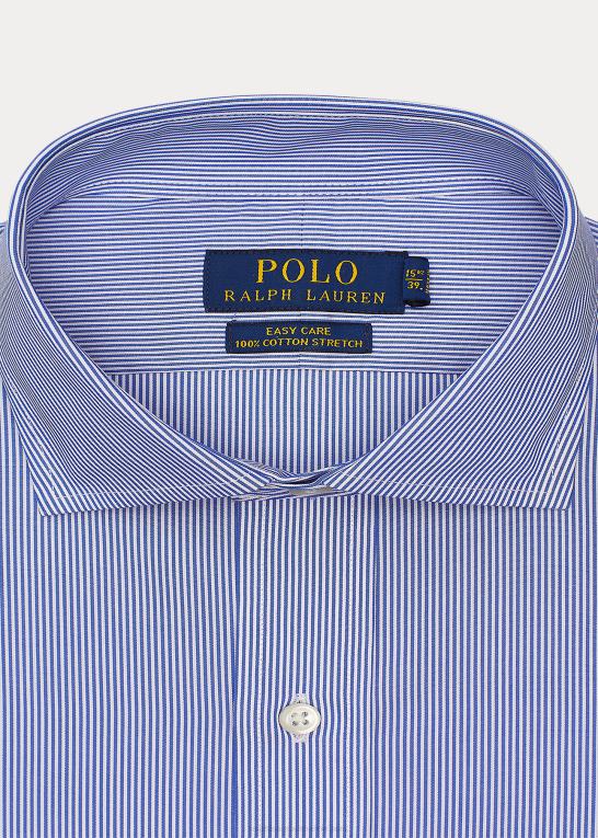 krystal blå/hvid Mænd Ralph Lauren stribet let pleje stretch poplin skjorte - alle passer Z426B1049