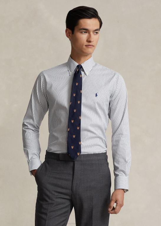 lilla/hvid multi Mænd Ralph Lauren custom fit tattersall oxford skjorte Z426B1249