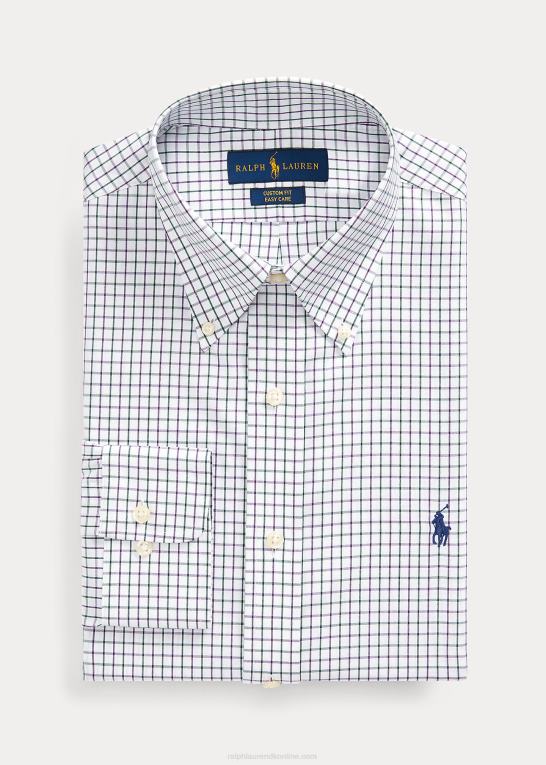 lilla/hvid multi Mænd Ralph Lauren custom fit tattersall oxford skjorte Z426B1249