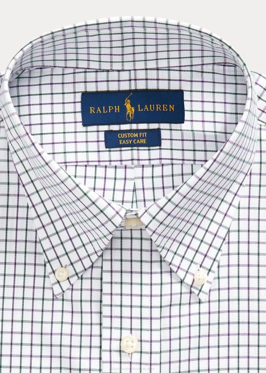 lilla/hvid multi Mænd Ralph Lauren custom fit tattersall oxford skjorte Z426B1249