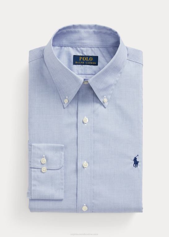 lyseblå/hvid Mænd Ralph Lauren slim fit poplin skjorte Z426B1011