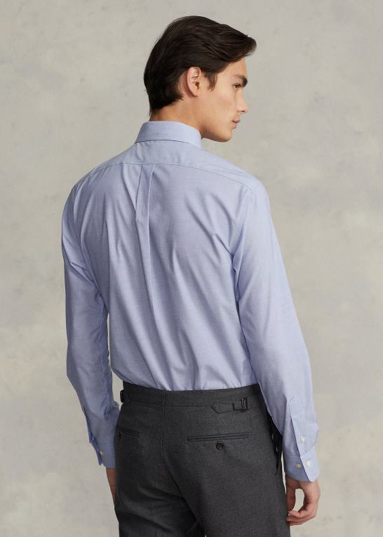 lyseblå/hvid Mænd Ralph Lauren slim fit poplin skjorte Z426B1011
