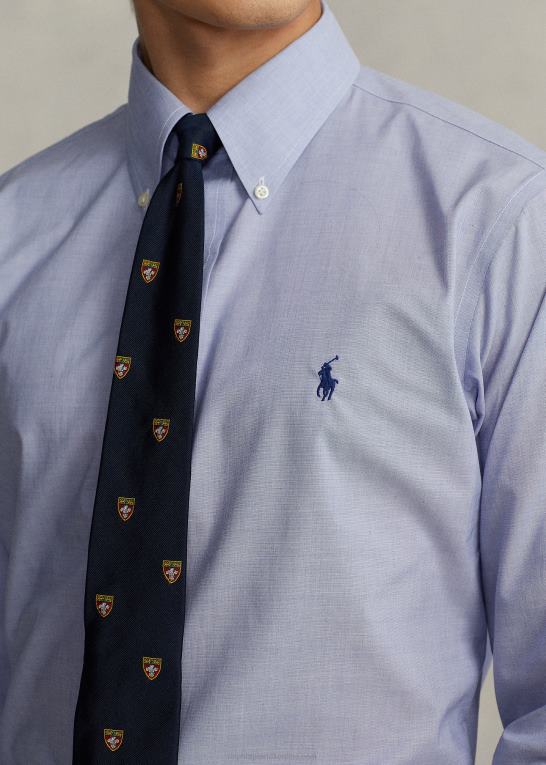 lyseblå/hvid Mænd Ralph Lauren slim fit poplin skjorte Z426B1011