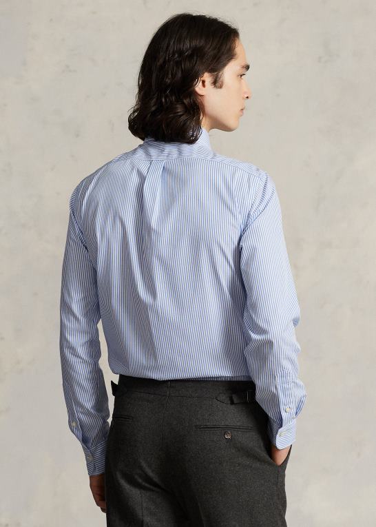 lyseblå/hvid Mænd Ralph Lauren slim fit stribet poplinskjorte Z426B379