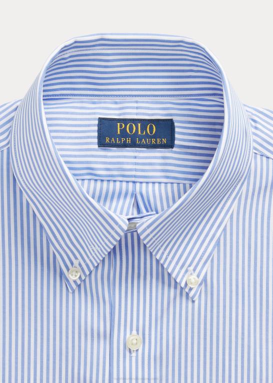 lyseblå/hvid Mænd Ralph Lauren slim fit stribet poplinskjorte Z426B379