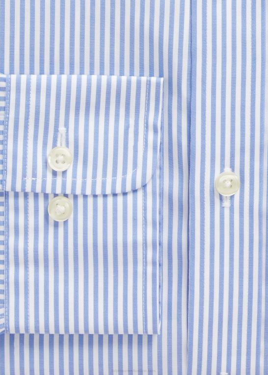 lyseblå/hvid Mænd Ralph Lauren slim fit stribet poplinskjorte Z426B379