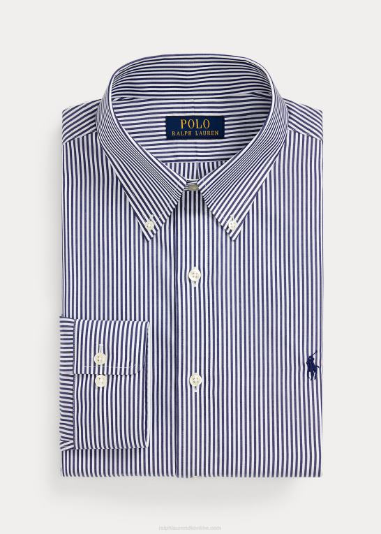 marineblå/hvid Mænd Ralph Lauren poplinskjorte i klassisk pasform Z426B1108
