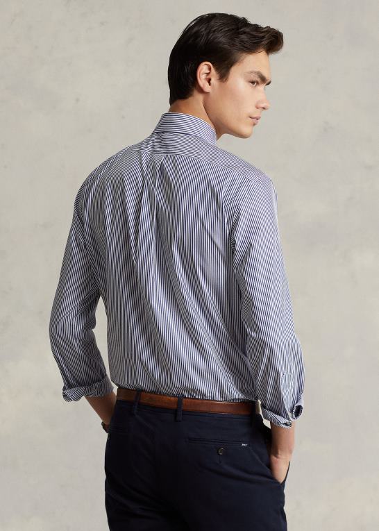 marineblå/hvid Mænd Ralph Lauren poplinskjorte i klassisk pasform Z426B1108