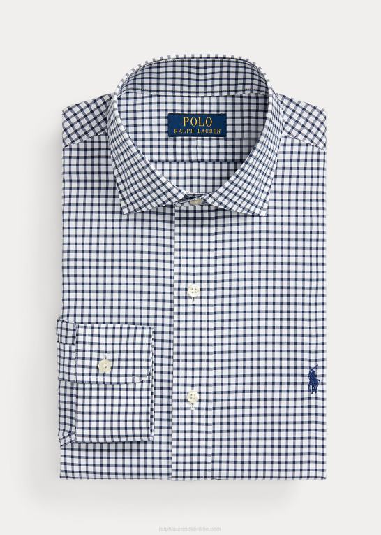 marineblå/hvid Mænd Ralph Lauren skræddersyet ternet poplinskjorte Z426B785