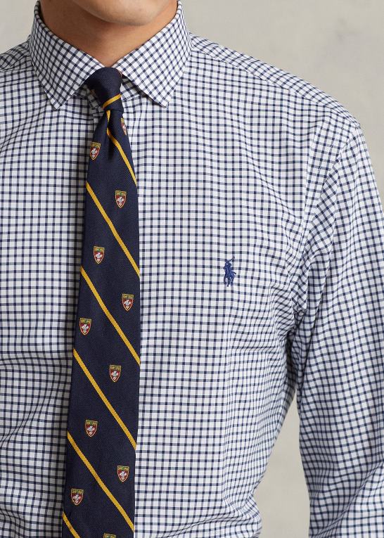 marineblå/hvid Mænd Ralph Lauren skræddersyet ternet poplinskjorte Z426B785