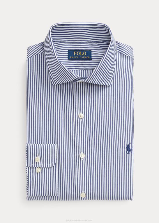 marineblå/hvid Mænd Ralph Lauren slim fit stribet poplinskjorte Z426B1088