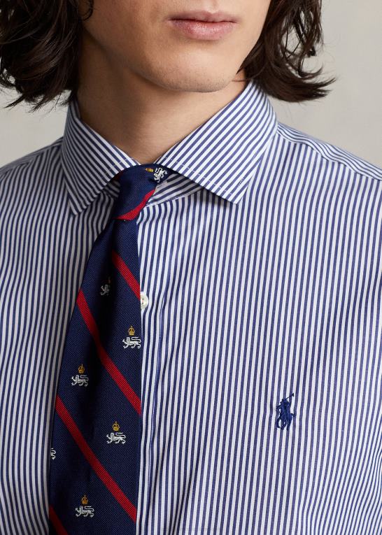marineblå/hvid Mænd Ralph Lauren slim fit stribet poplinskjorte Z426B1088